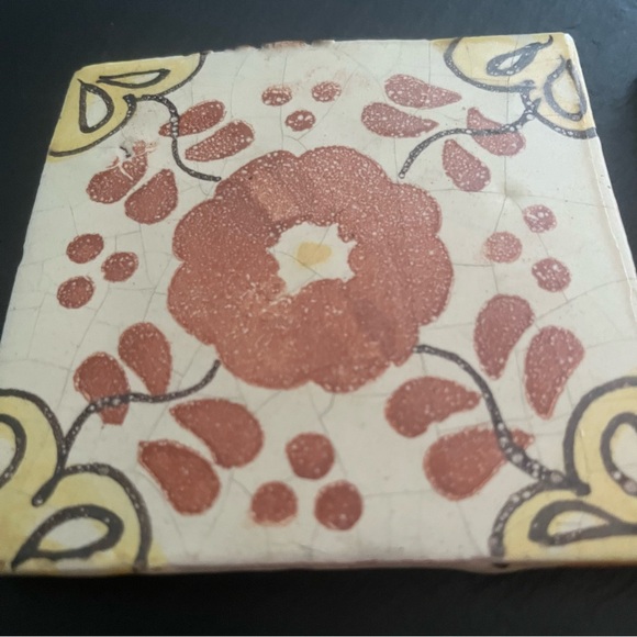 Mexican Hand Painted Terra-Cotta Talavera Vintage Tiles Set of 3 - Picture 6 of 13